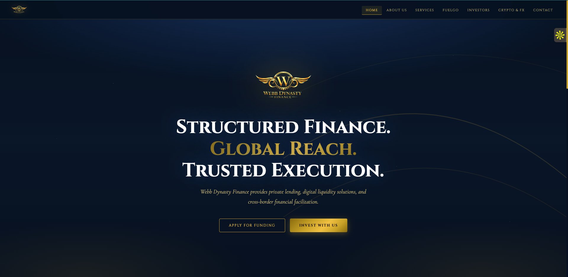 Webb Dynasty Finance — Structured Finance & Global Reach Website